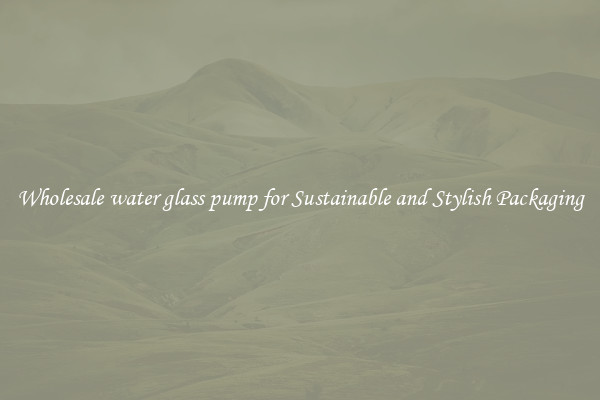 Wholesale water glass pump for Sustainable and Stylish Packaging